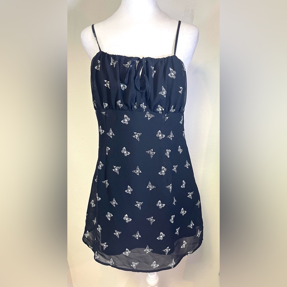 Fairy core Babydoll Butterfly Black & White Print Women’s Dress 
Size Medium